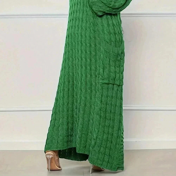 Green Casual Women's Crew Neck Cardigan - Picture 4 of 4